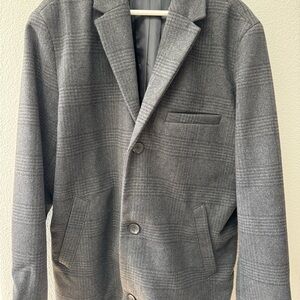 Old Navy Charcoal Plaid Men's Top Coat